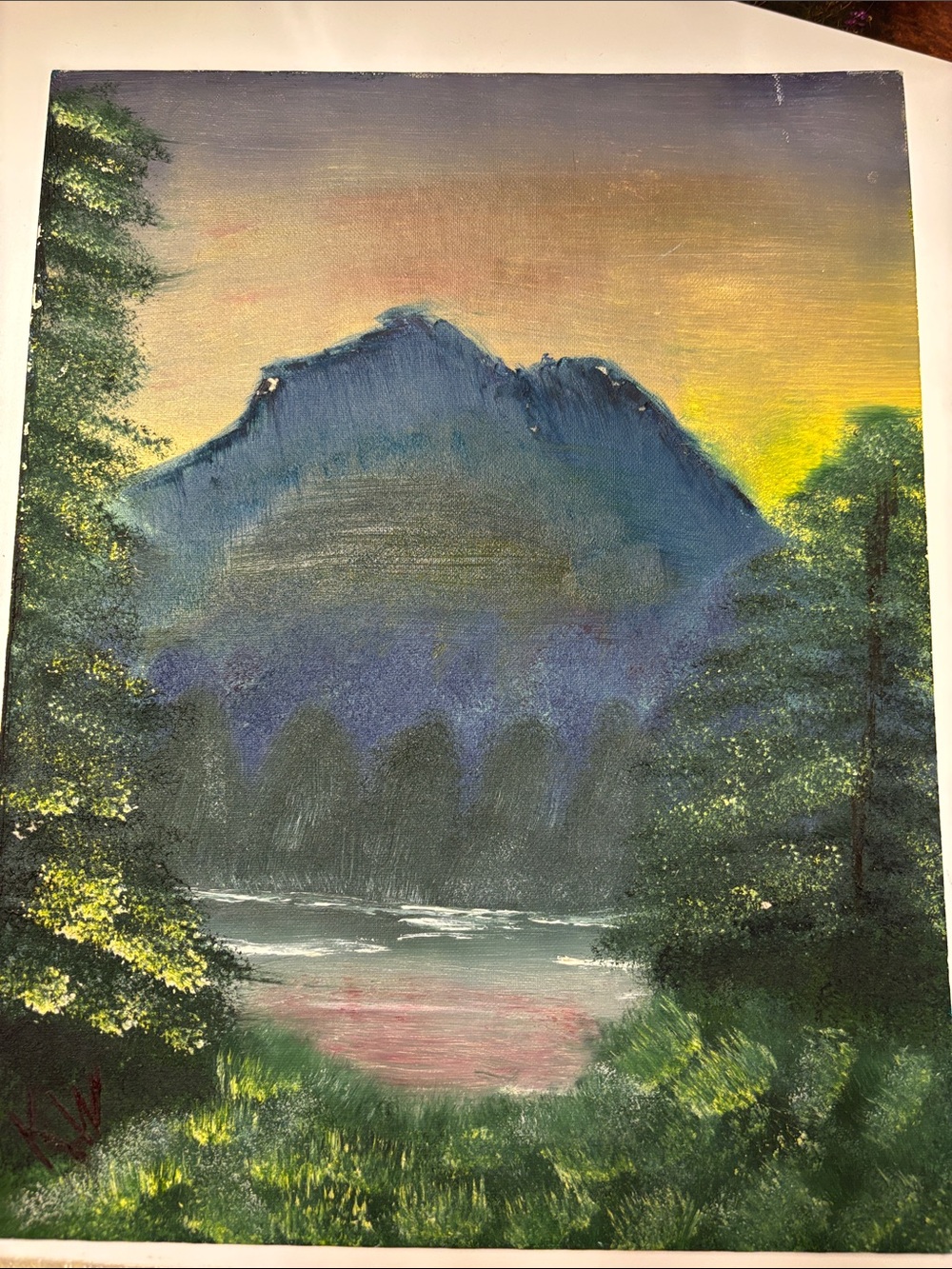 Fred Twilight Mountain With Green Foreground